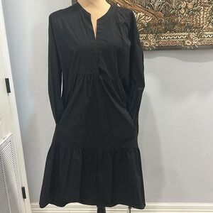 -‎ Zara Poplin Tiered Trapeze High Low Black Women's Dress. Size S